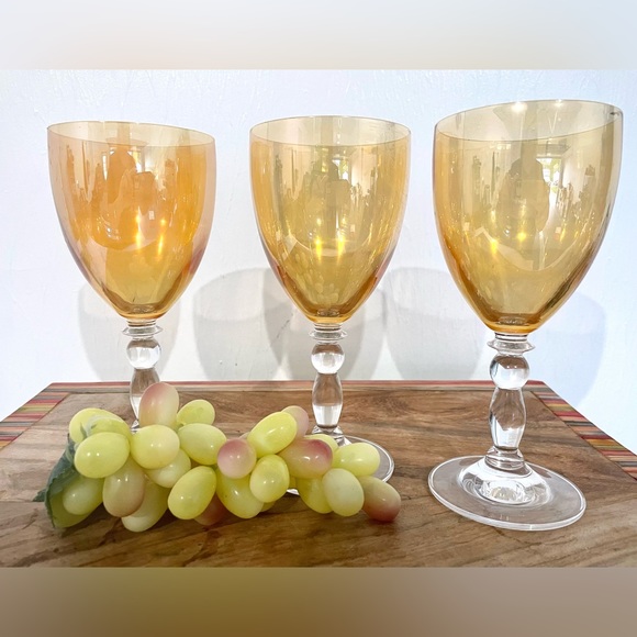 Other - Gold Iridescent Vintage Wine Glasses set of 3